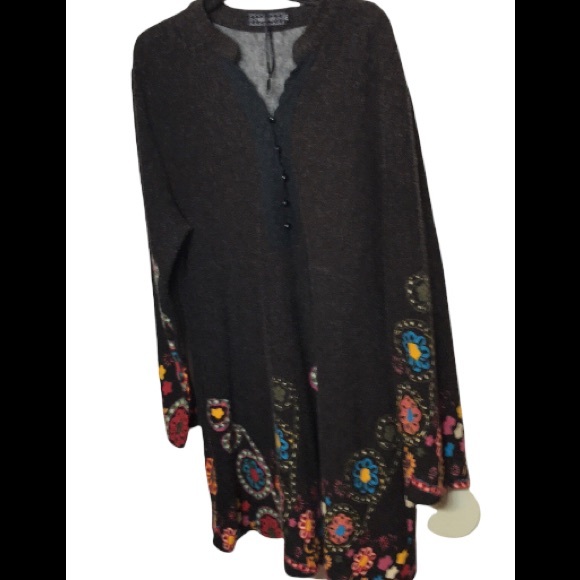 ICE SILK V-Neck Button Closure Floral Boho Sweater Dress.. Size:2XL - Picture 13 of 13